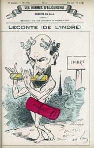 صورة لألفريد لوكونت (1824-1898) ، صيدلي فرنسي ، شاعر ، كاتب أغاني وسياسي ، كان مندوباً عن إندري من 1876 إلى 1898. كارتون لجيل ، باريس. بواسطة أندرو جيل
