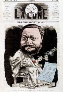 بورتريه إدموند أباوت ، كاتب فرنسي (1828-1885). في لا لون ، 25/08/1867. كاريكاتير جيل. بواسطة أندرو جيل