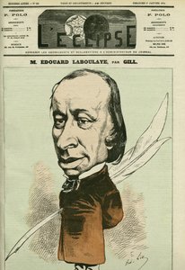 صورة لإدوار رينيه دي لابولاي (1811-1883) ، فقيه وشاعر وسياسي فرنسي ، وكان أيضًا مخترع تمثال الحرية. غلاف في "L'Eclipse" بقلم جيل ، 17 يناير بواسطة أندرو جيل