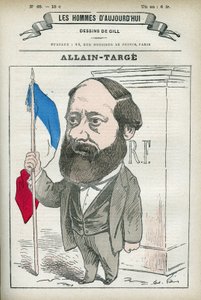 صورة لفرانسوا ألين تارج ألين تارج (1832-1902) ، محامٍ وقاضٍ وصحفي وسياسي فرنسي ، وكان وزيراً للداخلية ووزيراً للمالية في حكومة غامبيتا. كارتون جيل ، باريس.