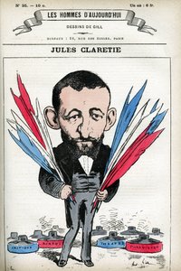 صورة لجول كلاريتي (1840-1913) ، الروائي والكاتب المسرحي والناقد الفرنسي. كارتون جيل ، في “Les Homme d'Today” ، باريس بواسطة أندرو جيل
