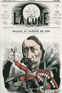بورتريه سالوت ، المعروف باسم "خوذة حديدية". رسم كاريكاتوري لجيل ، في "La Lune" ، 4 أغسطس بواسطة أندرو جيل