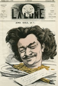 صورة شخصية للويس ألكسندر جوسيه دي غوينيس أندريه جيل (1840-1885) ، رسام كاريكاتير فرنسي ورسام كاريكاتير. كارتون جيل ، في "القمر" ، 15 سبتمبر بواسطة أندرو جيل