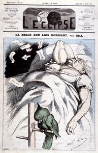 كاريكاتير فيكتوريا في "" Sleeping Beauty "- بقلم جيل ، في" "L'Eclipse" من 10/8/1873 بواسطة أندرو جيل