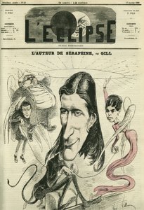 فيكتوريان ساردو (1831-1908) ، كاتب مسرحي فرنسي. غلاف في “L'Eclipse” بقلم جيل ، 17 يناير بواسطة أندرو جيل