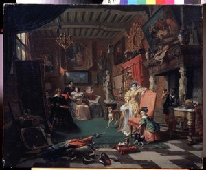 "" استوديو الرسام أنتوني (أنطون) فان ديك (1599-1641) يرسم صورة "" (رسم السير أنتونيس فان دايك صورة شخصية) لوحة رسمها أندريه بلوموت (1829-1906) 1853 متحف الفن الإقليمي ، كالوغا ، روسيا بواسطة أندريه بلوموت