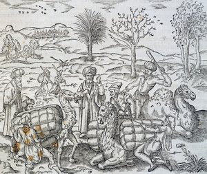 التجار العرب في سوريا ، نقش على علم الكونيات العالمي لأندريه تفيت (1504-1592) بواسطة أندريه ثيفت