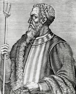 صورة لأندريا دوريا (1466-1560) ، أميرال وسياسي إيطالي ، نقش من Les Vrais pourtraits et Lives des Hommes يوضح بواسطة أندريه ثيفت