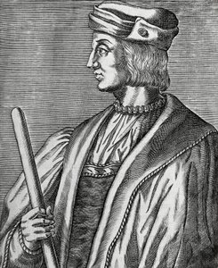 صورة لغاستون دي فوا ، دوق نيمور (1489-1516) ، نقش من Les Vrais pourtraits et Lives des Hommes يوضح بواسطة أندريه ثيفت