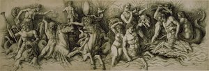 Battle of the Sea Gods (pen & brown ink on paper) بواسطة أندريا (ورشة عمل) مانتيجنا