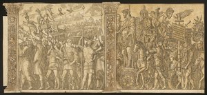 انتصار يوليوس قيصر [رقم 1 و 2 زائد عمودين] ، 1599. بواسطة أندريا أندريني