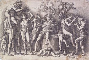 A Bacchanal مع النبيذ الصحافة ، ج. 1475 بواسطة أندريا مانتيجنا