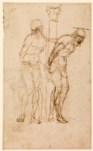 Studies for Christ at the Column (recto), c.1460-65 (pen & ink on paper) [see also 5934516] بواسطة أندريا مانتيجنا