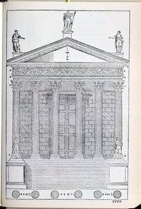 ارتفاع معبد نيم ، رسم توضيحي من نسخة طبق الأصل من "I Quattro Libri dell&39;Architettura" كتبها بالاديو ، نُشر في الأصل عام 1570 بواسطة أندريا بالاديو