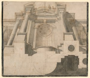 الهندسة المعمارية من الأسفل ، تصميم للوحة 55 في "وجهات نظر الرسامين والمهندسين المعماريين" لأندريا بوزو بواسطة أندريا بوزو