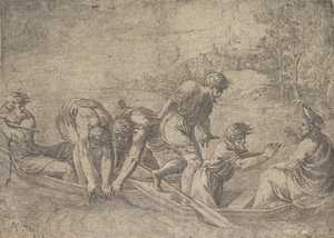 المسودة المعجزة للأسماك ، المسيح على اليمين برفقة الرسل في ... ، حوالي 1548-52. بواسطة أندريا شيافوني