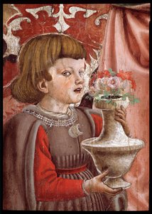 Virgin and Child with Two Angels, Saint John the Baptist and another saint, and two children of the Pazzi family Detail representing one of the Pazzi sons (Virgin with child with saint John Baptist and another saint, two angels, and two children of the Paz بواسطة أندريا ديل كاستانيو