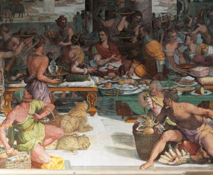 Julius Caesar receiving the tax of Egypt (fresco) بواسطة أندريا ديل سارتو