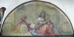 Lunette showing Madonna del Sacco by Andrea del Sarto (1486-1530), fresco بواسطة أندريا ديل سارتو