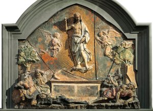 قيامة المسيح (يتم تمثيل الجندي النائم باسم Laurent de Medici (Lorenzo the Magnificent) متعدد الألوان من الطين بواسطة Andrea del Verrocchio (1437-1488) القرن الخامس عشر Museo Nazionale del Bargello Florence بواسطة أندريا ديل فيروتشيو
