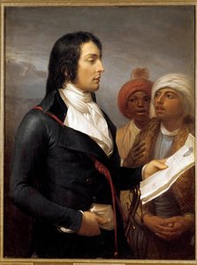 حملة (البعثة) المصرية (1798-1801): "" صورة للجنرال تشارلز أنطوان ديزايكس دي فيجو (1768-1800) وهو يقرأ جدول أعمال الجنرال بونابرت إلى اثنين من المصريين أثناء بعثة مصر والتاسع للجمهورية "" "لوحة بواسطة Andrea Appiani ال