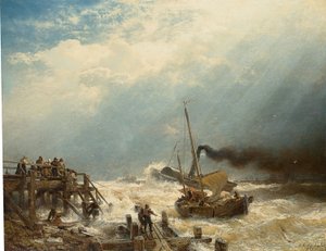 الألمانية: ميناء أوستند. 1858 ميناء أوستند 1858 بواسطة أندرياس أشنباخ