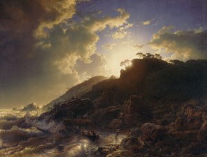 غروب الشمس بعد عاصفة على ساحل صقلية ، 1853.