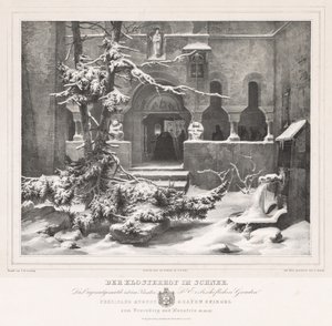 ساحة الكنيسة مع الثلج ، ج. 1835. بواسطة أندرياس بوروم