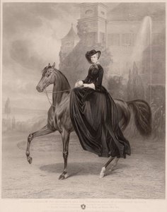 صورة الفروسية لإليزابيث بافاريا (1837-1898) (إمبراطورة النمسا ، المعروفة باسم سيسي). عمل أندرياس يوهان فليشمان (1811-1878) ، نقش على النحاس بواسطة أندرياس جوهان فليشمان