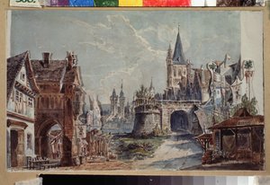 ديكور تحضيري لباليه فاوست - سيزار بوجني (1802-1870). عمل أندرياس ليونارد رولر (1805-1891) ، ألوان مائية وحبر على ورق
