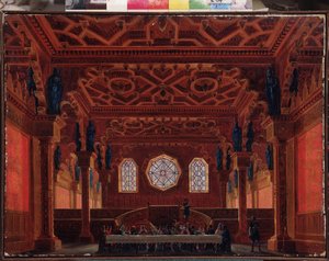 تصميم مسرحي لأوبرا رسلان وليودميلا بواسطة إم جلينكا - رسم أندرياس ليونارد رولر (1805-1891) ، زيت على قماش