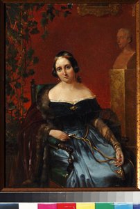 صورة آنا أليكسيفنا أندروت (1808-1888) ، ني أولينينا par Popov ، أندريه أندرييفيتش (1832-1896). زيت على ورق مقوى