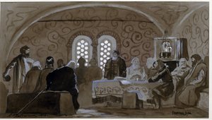 الدوما في زمن البويار (Boiards ، boiars) (The Boyar Duma). المجلس الاستشاري لأمراء كييف روس (روثينيا) في زمن القيصر ميخائيل الأول ملك روسيا (1596-1645). عمل أندريه بتروفيتش ريابوشكين (ريابوتشكين) (1861-1904) ، مربع