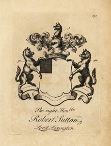 شعار النبالة للرايت أونورابل روبرت ساتون ، اللورد ليكسينغتون ، بارون ليكسينغتون الثاني (1662-1723) بواسطة أندرو جونستون