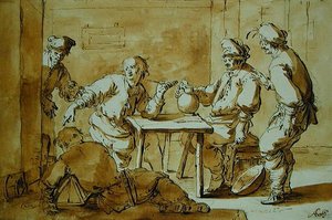 في البار ، 1633 (غسل القلم والحبر على الورق)