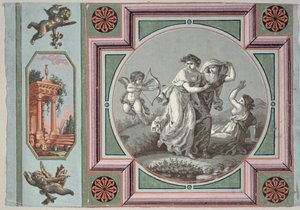 انتقام الحب ، تصميم لميدالية ورق الحائط ، c.1785 (خلفية) بواسطة أنجليكا بعد كوفمان