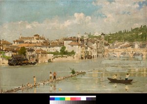 لوحة "الصيادون أو فيرونا" للفنان أنجيلو دالوكا بيانكا (1858-1942) 1884 مجموعة خاصة بواسطة أنجيلو دال أوكا بيانكا