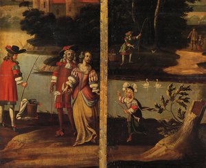 شاشة مزدوجة الجوانب ذات أربعة أضعاف ، c.1700