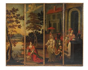 شاشة مزدوجة الجوانب ذات أربعة أضعاف ، c.1700
