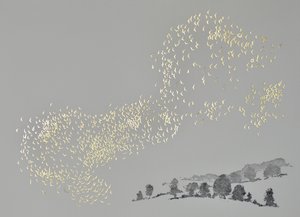 Fugue، 2017 (طباعة مائية وأوراق نباتية ساخنة على الورق) بواسطة انجوس هامل