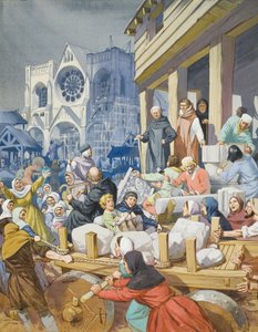 رئيس الدير سوغر (حوالي 1081-1151) ومبنى دير سانت دينيس (غواش على ورق) بواسطة أنجوس ماكبرايد
