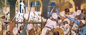 الجنرال غوردون على وشك أن يُقتل في الخرطوم في فبراير 1865 بواسطة أنجوس ماكبرايد