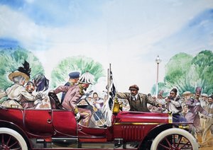 اندلاع الحرب العالمية الأولى، رسم توضيحي من "أحداث عظيمة في تاريخ العالم" (غواش على ورق)