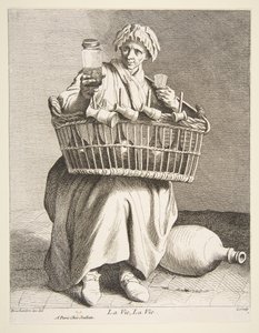 بائع براندي ، 1737. بواسطة آن كلود فيليب دي كايلس