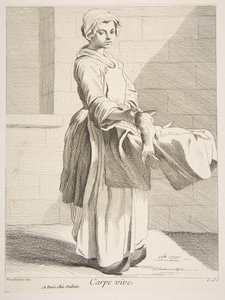 بائع أسماك ، 1738. بواسطة آن كلود فيليب دي كايلس