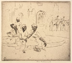 امرأة زنجية عند نافورة