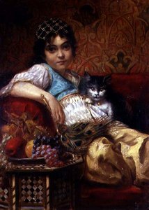 فتاة تركية مع قطة بواسطة آن ماري ويرث