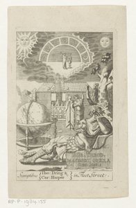 Ambrosius Theodosius Macrobius leunend op steen naast كرة أرضية ذهب ثيود. Macrobius Opera Cum Notis (العنوان على الكائن) Titelpagina فور: أمبروسيوس ثيودوسيوس ماكروبيوس ، أور. ثيودوسيوس ماكروبيوس ف. & أعمال لامعة ، 1694 بواسطة توماس درينج (الثاني)