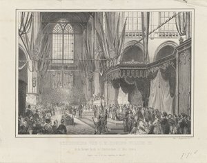 أداء اليمين لجلالة الملك ويليم الثالث. في Nieuwe Kerk في أمستردام في 12 مايو 1849 (العنوان على الكائن) بواسطة Desguerrois and Co.