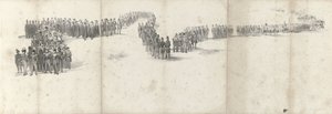 جنازة الملك الراحل ويليم الثاني في دلفت في 4 أبريل 1849 (الصفحة 5) خمس أوراق متجاورة من موكب جنازة ويليام الثاني في عام 1849 (عنوان السلسلة) بواسطة أريا كورنيليس كروسمان